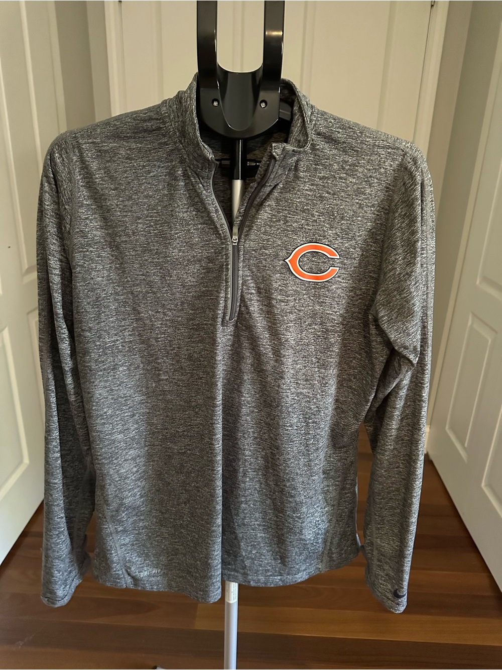 Nike Women’s Gray Heather Quarter-Zip Pullover with Orange Logo